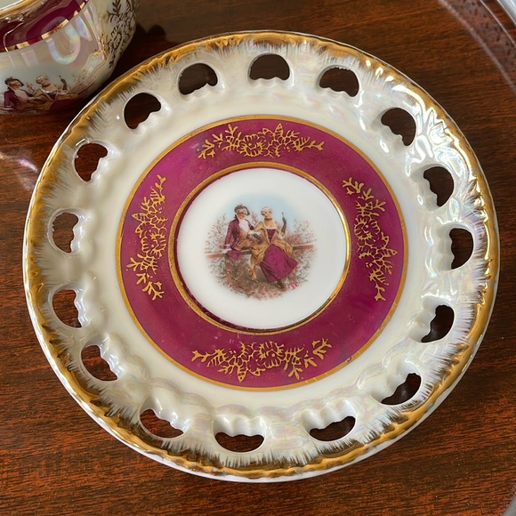 USA Imports Cosmos Japan iridescent porcelain tea or coffee cup & saucer set - Picture 3 of 8